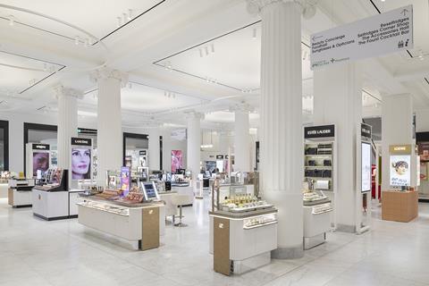 Products on display at Selfridges beauty hall, London